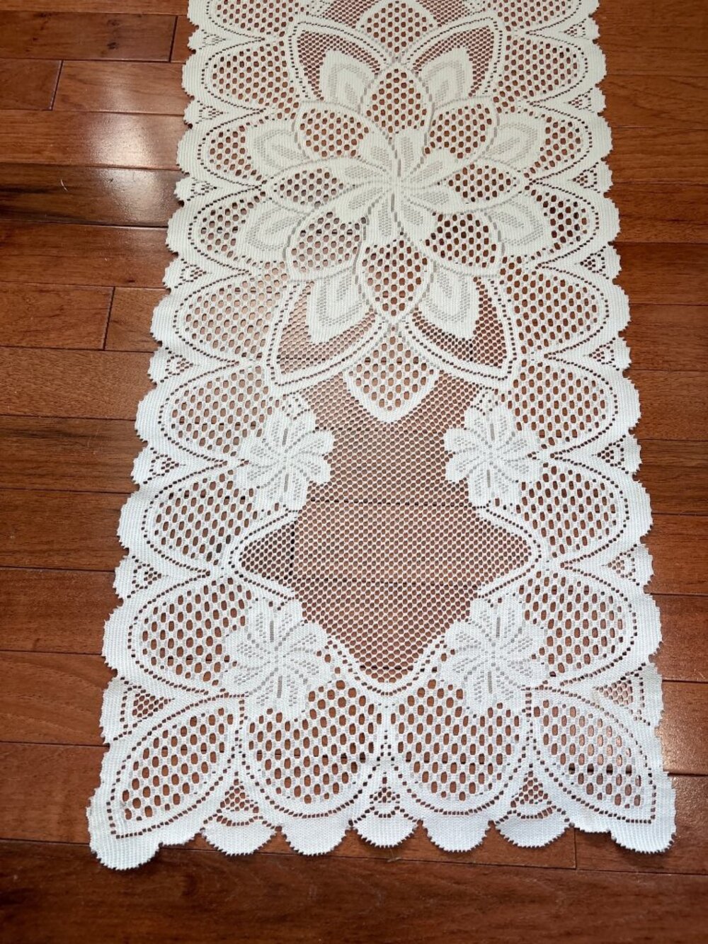 Elegant White Lace Table Runner Floral Rectangular Design 15"x40" Home Decor - Picture 2 of 10
